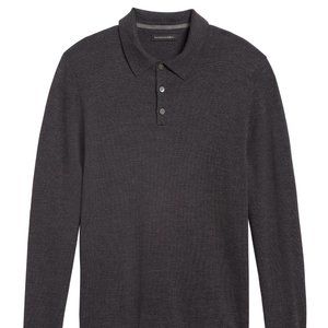 Banana Republic Extra Fine Merino Wool Men’s Black Long Sleeve Shirt Size Small